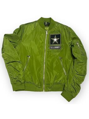 ARMY Green Streetwear Bomber Jacket - Womens Large